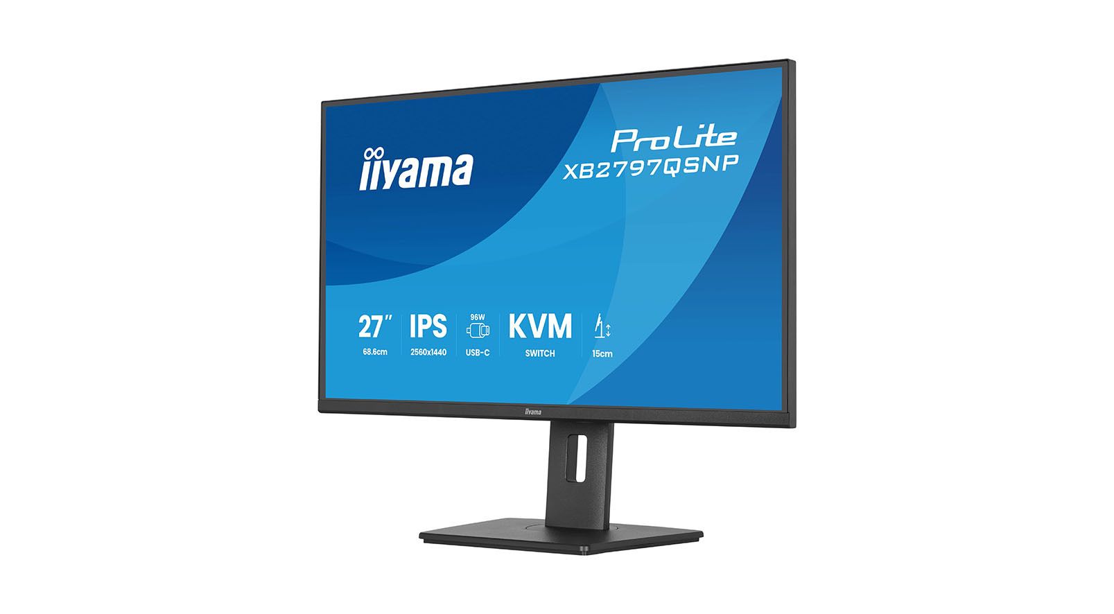iiyama ProLite XB2797QSNP-B1 27-inch QHD-monitor met USB-C-dockingstation, KVM-schakelaar en LAN