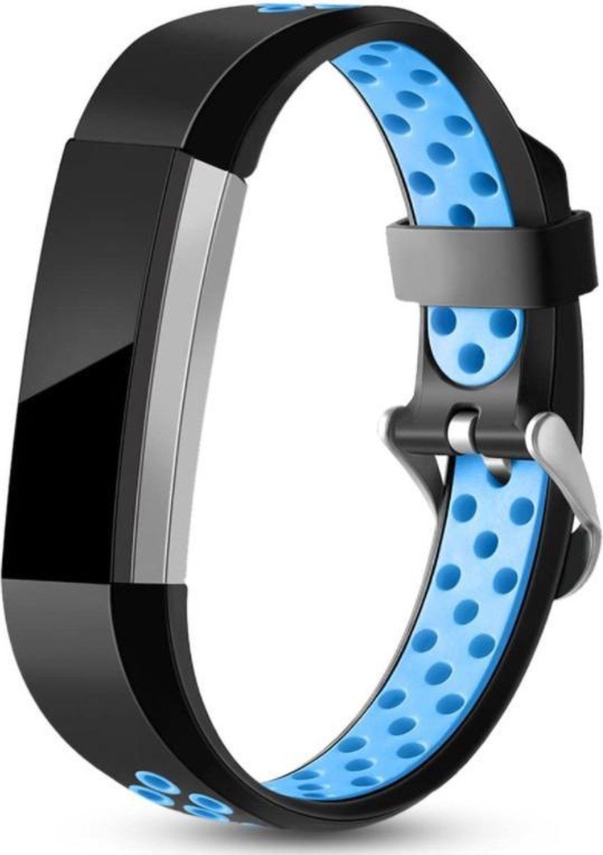 Strap-it Fitbit Alta / Alta HR sport bandje - zwart/blauw - Maat: S