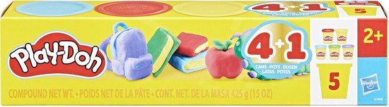 Play-Doh 5-pack Weer naar school-set, potjes met 85 gram, peuterspeelgoed voor kinderen van 2+