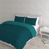 Italian Bed Linen Dekbedovertrek Set, 100% Katoen, Benzine Groen/Flessen Groen, Dubbele