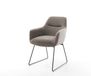 Pejo-Flex Chaise de salle à manger Tissu d'ameublement Taupe doux Pieds en traîneau Noir Ressorts ensachés