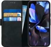 Rosso Deluxe Echt Leer Hoesje Geschikt voor Google Pixel 9a | Portemonnee Book Case | Zwart