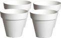 Mega Collections Plantenpot/bloempot - 4x - kunststof - wit - binnen/buiten - D26 x H22 cm
