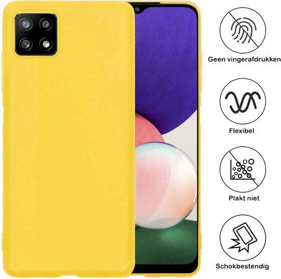 Hoesje voor Samsung Galaxy A22 4G - Siliconen - Geel (2 stuks)