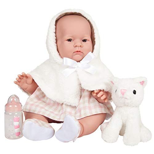 JC Toys Lily Pop met rubberen lichaam - Roze/witte jurk met capuchon - Huisdier en accessoires