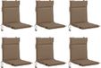 vidaXL - Kussen - voor - lage - rugstoel - GEMERT - 6 - st - 100% - Polyester - Taupe