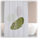 Merkloos Relaxdays douchegordijn boho print, badgordijn 180x200, anti-schimmel, wasbaar, 12 ringen, badkamer gordijn, meerkleurig