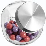 Secret de Gourmet Pot à bonbons/pot de stockage verre avec couvercle inox - 2x - 650 ml