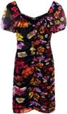 Desigual Jurk Dames Zwart Katoen Gebloemd Korte Mouw V-hals S