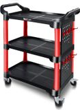 CCLIFE Werkplaatswagen Gereedschapswagen Uitgerust 87x43x66 cm, Werkplaatswagen met 3 legborden Twee gereedschapspanelen en 8 haken, draagvermogen 150 kg