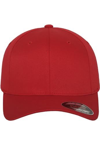 Flexfit Unisex Wooly Combed Baseball Cap, Red, Toddler