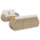 vidaXL Loungeset met kussens, beige, polyrotan