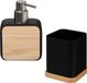 5five Badkamer/toilet accessoires set - tandenborstelhouder en zeeppompje - zwart - bamboe - 200 ml