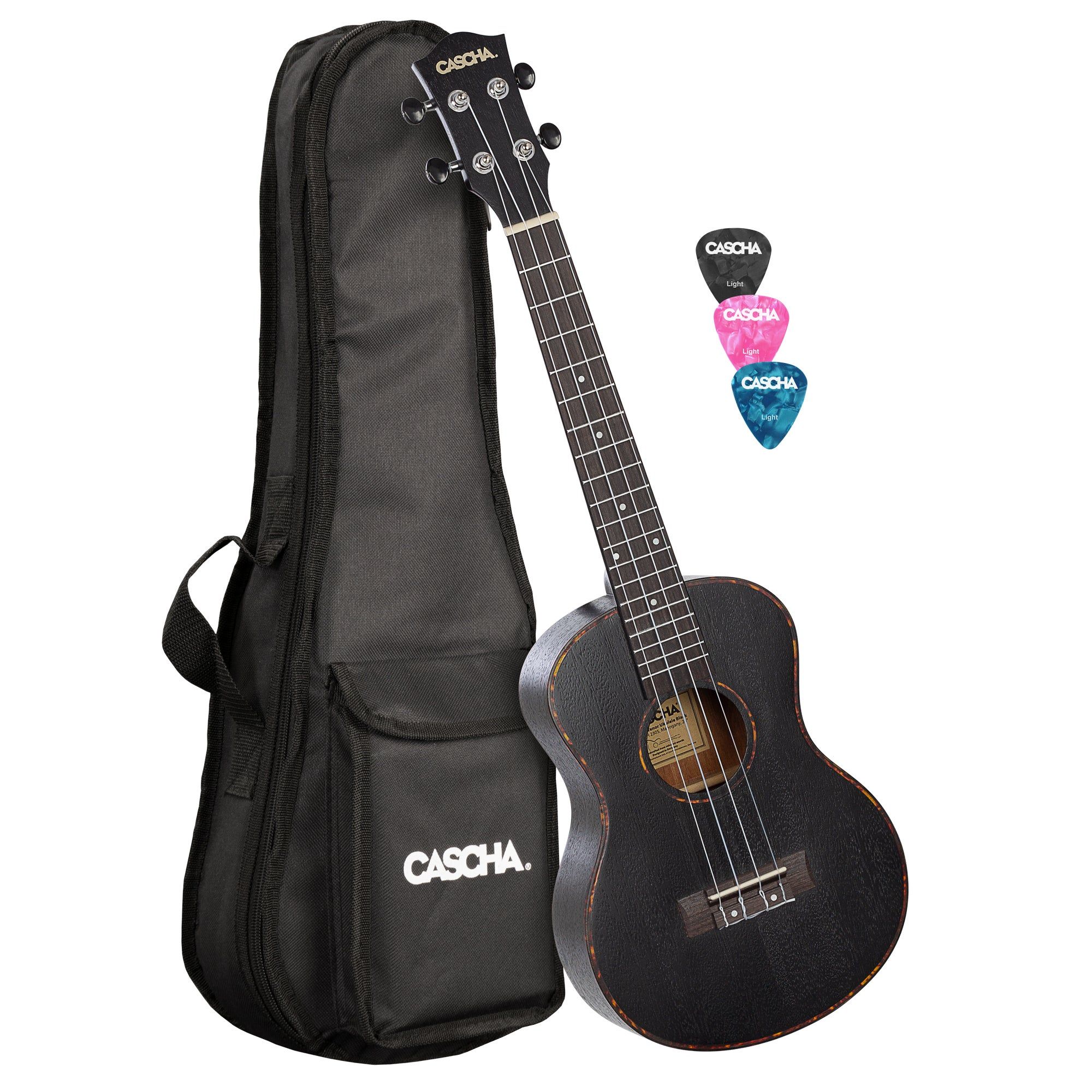 Cascha HH 2305L Tenor Ukulele Zwart Linkshandig