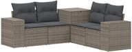 vidaXL Bankstel 2 zitplaatsen Grijs en Donkergrijs Polyrattan en Staal