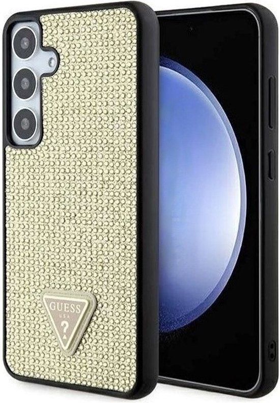 Guess Rhinestones Triangle Logo Back Case for Samsung Galaxy S24 - Gold