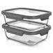 Arendo Lot de 2 boîtes de conservation en verre borosilicaté, 1510 ml chacune
