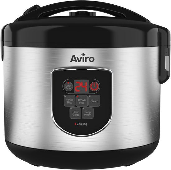 Aviro Rijstkoker - Slowcooker - 1,2L - 7 Functies - Warmhoudfunctie - Rice Cooker - Anti Aanbaklaag - Multicooker - 2-6 Personen - RVS