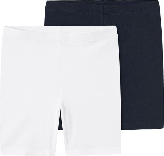 NAME IT NKFVIVIAN 2P SOLID SHORT LEGGING NOOS - Meisjes - Maat 110/116 - Dark Sapphire;Pack With Bright White