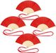 Bellatio Design Spaanse handwaaier - 10x - rood - bamboe/polyester - 38 x 21 cm - met nekkoord - festival waaier