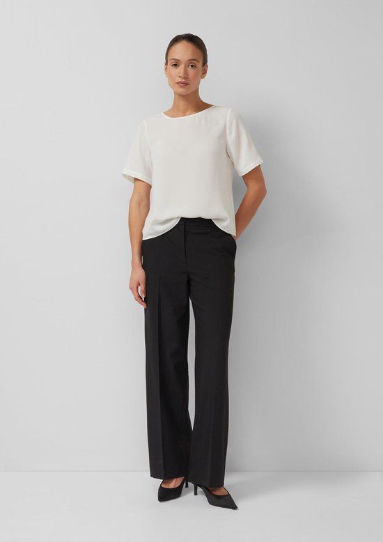 s.Oliver BLACK LABEL straight regular waist pantalon zwart