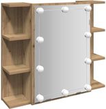 vidaXL Spiegelkast met LED 70x16,5x60 cm Artisanaal Eikenkleur