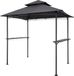 Abri de barbecue, 2,43 x 1,5 m. Abri de barbecue d'extérieur avec double toit, protection de barbecue en acier inoxydable avec revêtement en poudre, équipé de 2 étagères latérales et de 8 crochets. Abri de protection pour barbecues, adapté pour terrasse, jardin, cour arrière, p