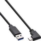 InLine USB 3.2-kabel, USB-C-stekker schuin naar A-stekker, zwart, 0,3 m