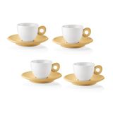 Guzzini - EVERYDAY Set van 4 koffiekopjes met schotel - Mosterd Geel