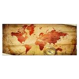 Homemania Wereldkaart voor woonkamer, slaapkamer, meerkleurig, 70 x 3 x 100 cm, HM20KNV70 x 100-153, polyester, hout