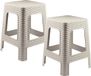 Plasticforte Tabouret de cuisine/repose-pieds - 2x - rotin - beige - plastique - 36 x 36 x 45 cm