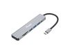 Equip 133494 USB-C 7-in-1 multifunctionele adapter, HDMI 4K/60Hz, 3x USB 3.2 Gen1, TF/Micro SD, 100W USB PD, Zilver