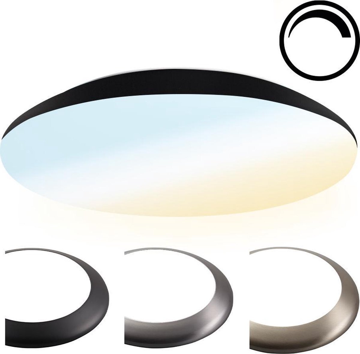 HOFTRONIC - Dimbare LED Plafondlamp - Plafonnière - Zwart - 25 Watt - IP65 waterdicht - Kleur instelbaar (2700K, 4000K & 5000K) - 2600 Lumen - IK10 Stootveilig - Ø38 cm - Geschikt voor badkamer - Voor binnen en buiten -