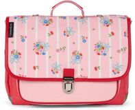 Caramel & Cie Medium Boekentas Coral Blossom Leer Rood Gebloemd Kinderen Unisex