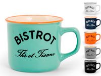 Home Bistro Set van 2 theekopjes zonder schotel, steengoed, meerkleurig, 6 eenheden (pak van 1)