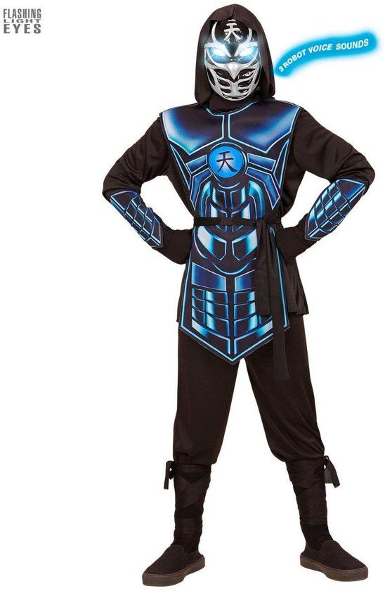 Widmann Ninja & Samurai Kostuum Cyber Ninja Elektro Jongen Small / Medium Carnaval kostuum Verkleedkleding