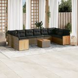 Maison Exclusive - Ensemble de jardin, composé de 11 pièces avec coussins, de couleur grise, en polyrotin