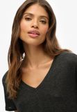 Superdry Studios Slub T-shirt met Borduursel Dames Zwart Metallic