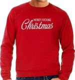 Bellatio Decorations Shoppartners Bv Foute Kersttrui / sweater - Merry Fucking Christmas - zilver / glitter - rood - heren - kerstkleding / kerst outfit XL