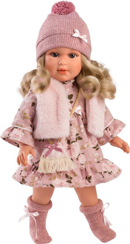 Llorens Pop Anna met blond haar en bontgilet - 40cm