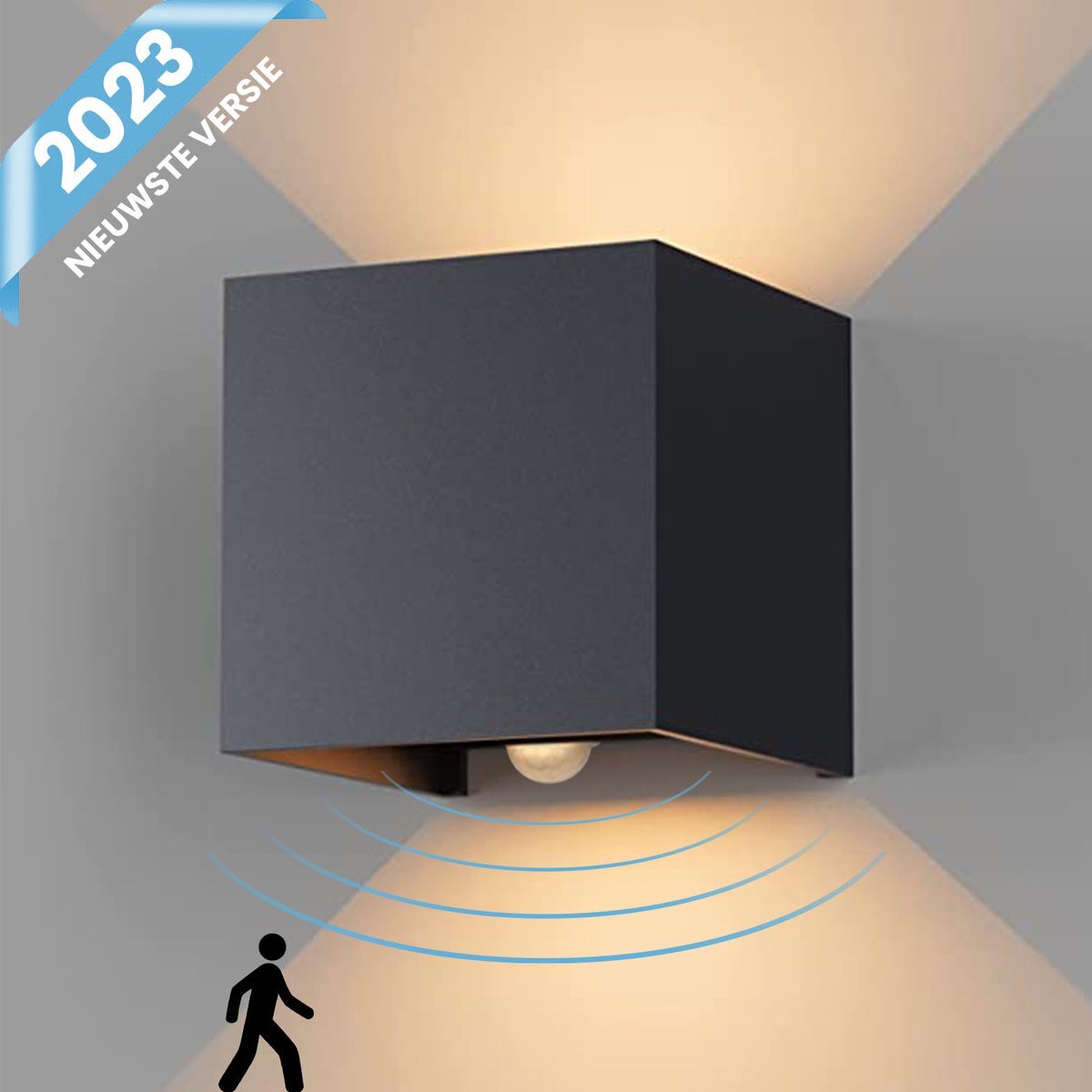 Nince Wandlamp Met Bewegingssensor - 12W - Geschikt voor Binnen/Buiten - Industrieel Modern