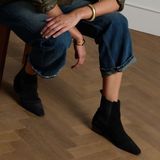 Manfield Dames Zwarte suède Chelsea boots Maat 38