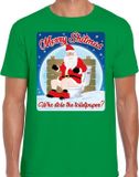 Bellatio Decorations Shoppartners Bv Fout Kerstshirt / t-shirt - Merry shitmas who stole the toiletpaper - groen voor heren - kerstkleding / kerst outfit S