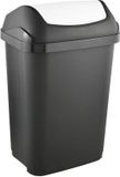 Ibenzoa® Robuuste afvalbak met afneembaar scharnierdeksel – 25 liter, grafietgrijs, kunststof (PP), 33,5 x 25,5 x 53,5 cm, ruimtebesparend voor keuken en kantoor