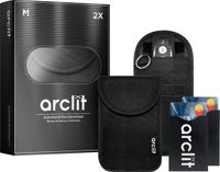 Arclit® | 2x Autosleutel RFID Anti-Diefstal Beschermhoes + 2x RFID Kaarthouders | Zwart | Maat M