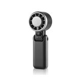 wonderlamp Glasi Handventilator, zwart, ijsmodus, 5 snelheden, led-display, stil, oplaadbare en opvouwbare accu, draagbare mini-ventilator