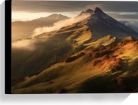 Merkloos / Sans marque Canvas Wolken bij Top van de Berg - 40x30 cm Foto op Canvas Schilderij