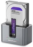 Qoltec Station d'accueil pour HDD/SSD SATA & M.2 NVMe, avec fonction de clonage, USB-C 3.2