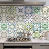 Ambiance Sticker Zelfklevende tegelmuurstickers voor keuken en badkamer - 24 BIAGIO AZULEJOS tegelstickers - 24 stickers 10x10cm