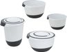 Set de bols mélangeurs - 4 pièces - bol en plastique avec fond antidérapant et couvercle - lavable au lave-vaisselle - blanc - 5 l